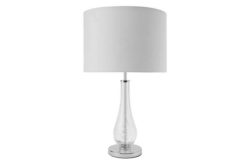Heart of House Dahlia Glass Column Table Lamp - Chrome/Ivory